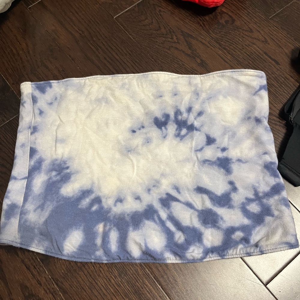 Blue and White Reversible Tie-Dye Tube Top